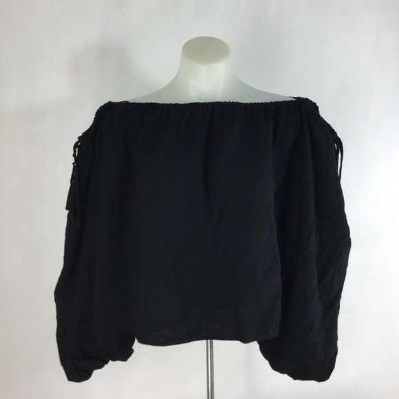 MLM Label Top Black Off The Shoulder Long Sleeves - Picture 1 of 8
